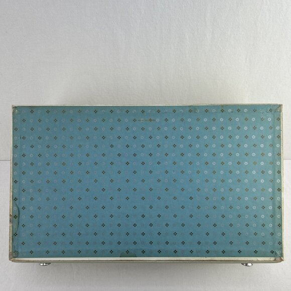 Vintage MCM Jewelry Box Cream Red Satin & Velvet Interior 3 Tier Made In Canada - Picture 14 of 16